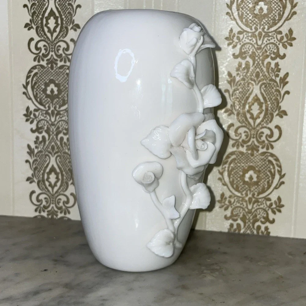 Pure White Tall Ivory Porcelain Vase 6